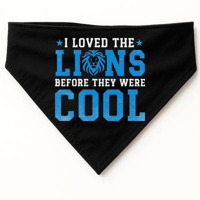 I Loved Lions Before They Were Cool Funny Football Fan Lion USA-Made Doggie Bandana