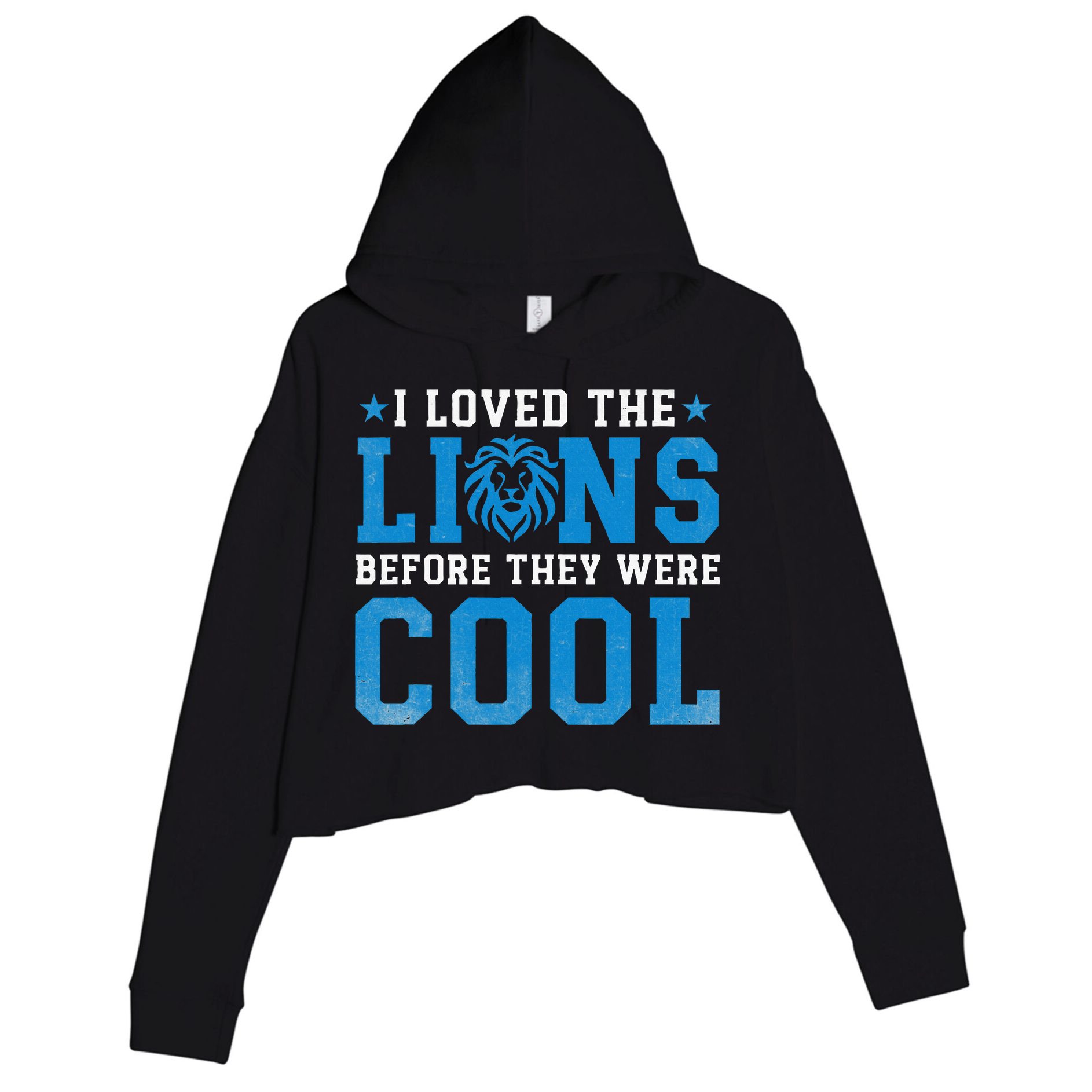 I Loved Lions Before They Were Cool Funny Football Fan Lion Crop Fleece Hoodie