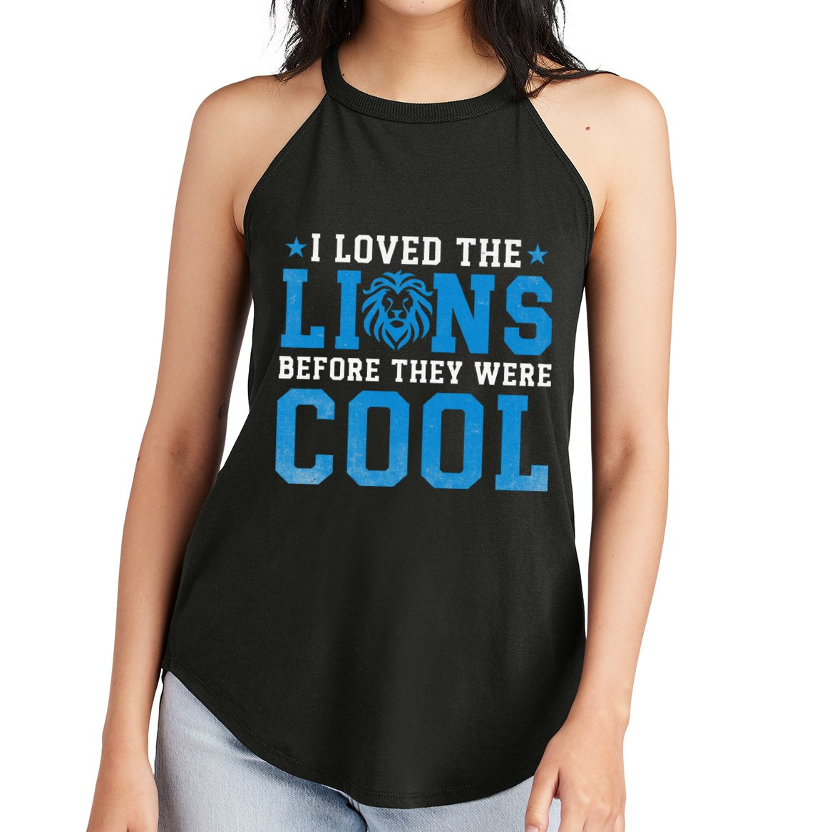 I Loved Lions Before They Were Cool Funny Football Fan Lion Women's Perfect Tri Rocker Tank