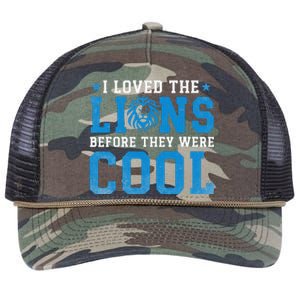 I Loved Lions Before They Were Cool Funny Football Fan Lion Retro Rope Trucker Hat Cap