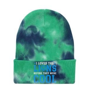 I Loved Lions Before They Were Cool Funny Football Fan Lion Tie Dye 12in Knit Beanie