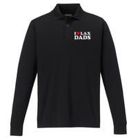 I Love Lax Dads I Heart Lax Dads Performance Long Sleeve Polo