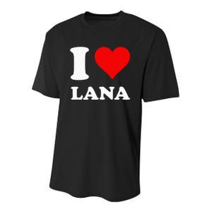 I Love Lana Youth Performance Sprint T-Shirt