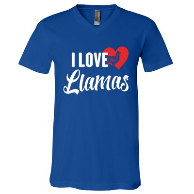 I Love Llamas Gift For Horse Lovers Gift V-Neck T-Shirt