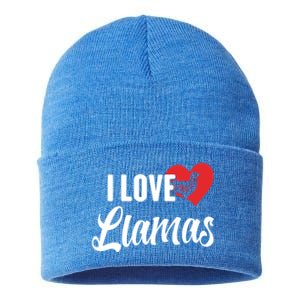 I Love Llamas Gift For Horse Lovers Gift Sustainable Knit Beanie