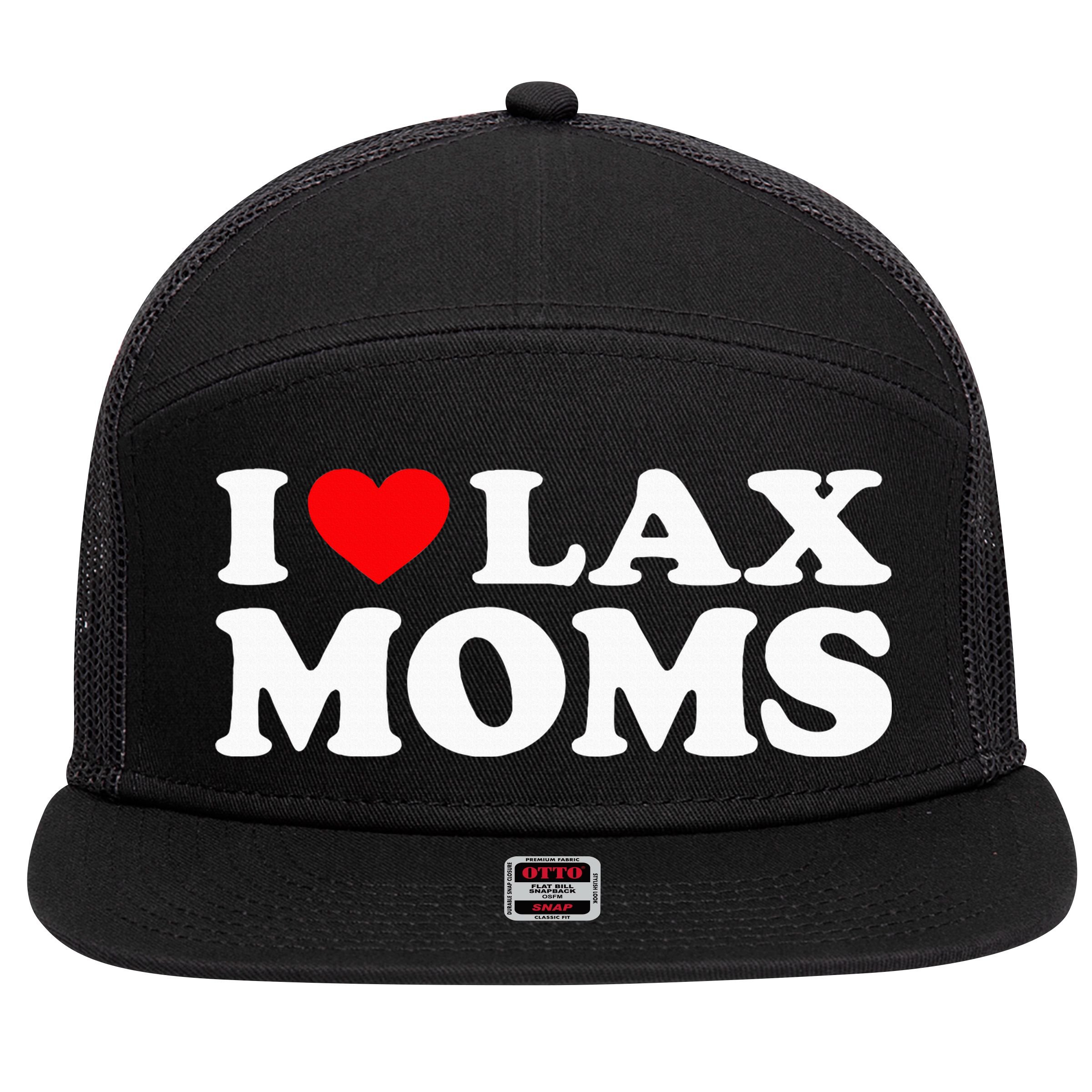 I Love Lax Moms 7 Panel Mesh Trucker Snapback Hat