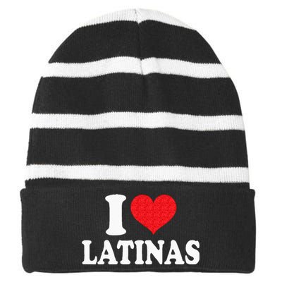 I Love Latinas Heart Love Latinas Striped Beanie with Solid Band