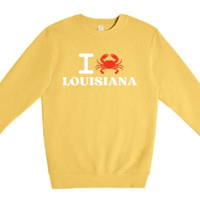 I Love Louisiana Crab Shellfish National Seafood Month Gift Premium Crewneck Sweatshirt