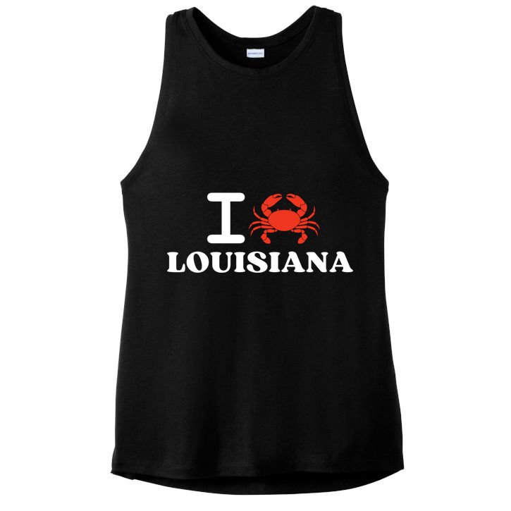 I Love Louisiana Crab Shellfish National Seafood Month Gift Ladies PosiCharge Tri-Blend Wicking Tank