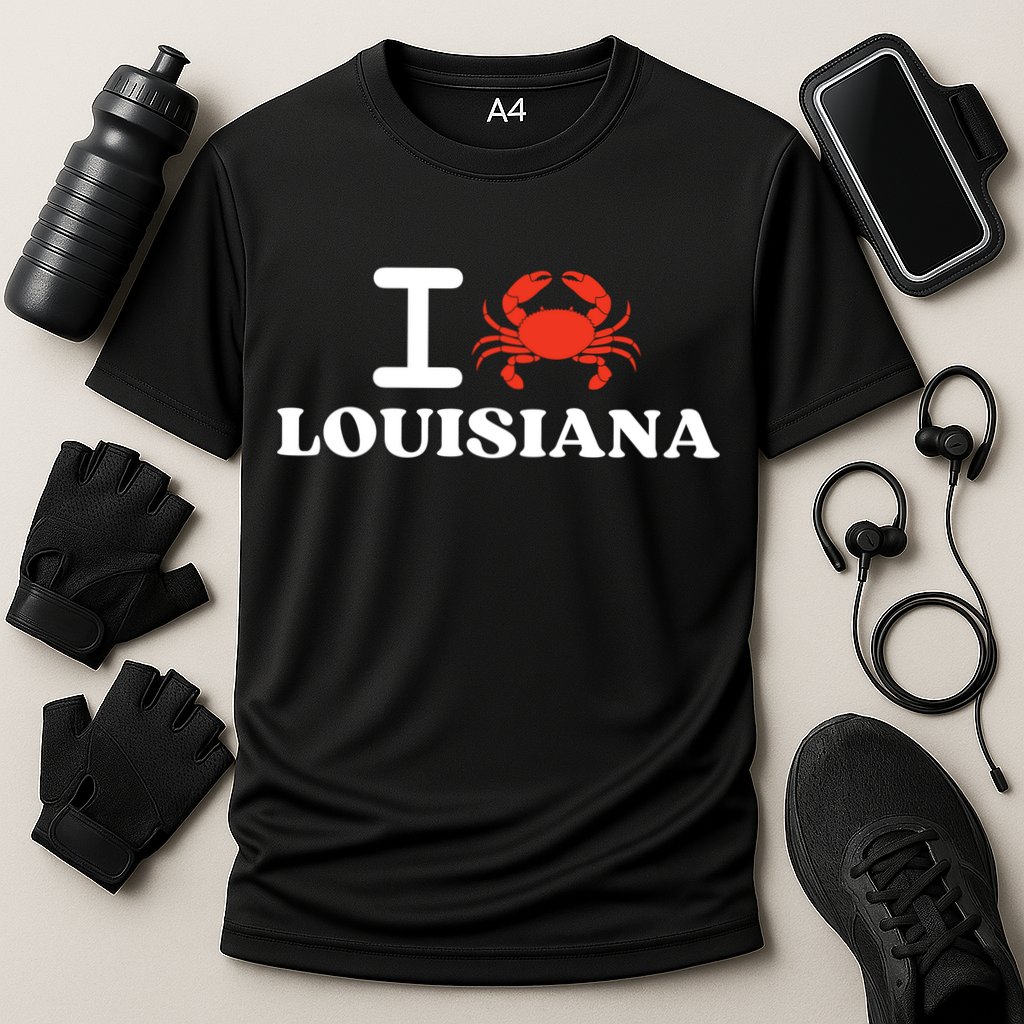I Love Louisiana Crab Shellfish National Seafood Month Gift Cooling Performance Crew T-Shirt