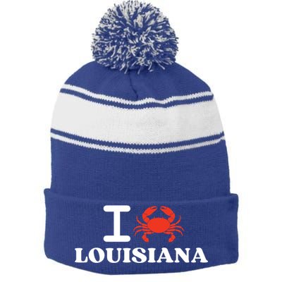 I Love Louisiana Crab Shellfish National Seafood Month Gift Stripe Pom Pom Beanie