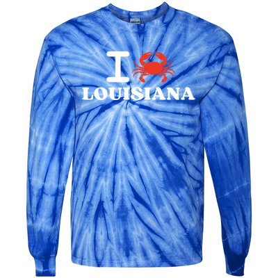 I Love Louisiana Crab Shellfish National Seafood Month Gift Tie-Dye Long Sleeve Shirt