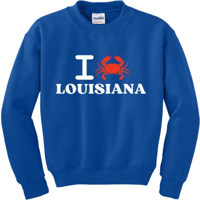 I Love Louisiana Crab Shellfish National Seafood Month Gift Kids Sweatshirt