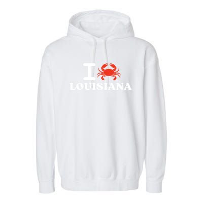 I Love Louisiana Crab Shellfish National Seafood Month Gift Garment-Dyed Fleece Hoodie