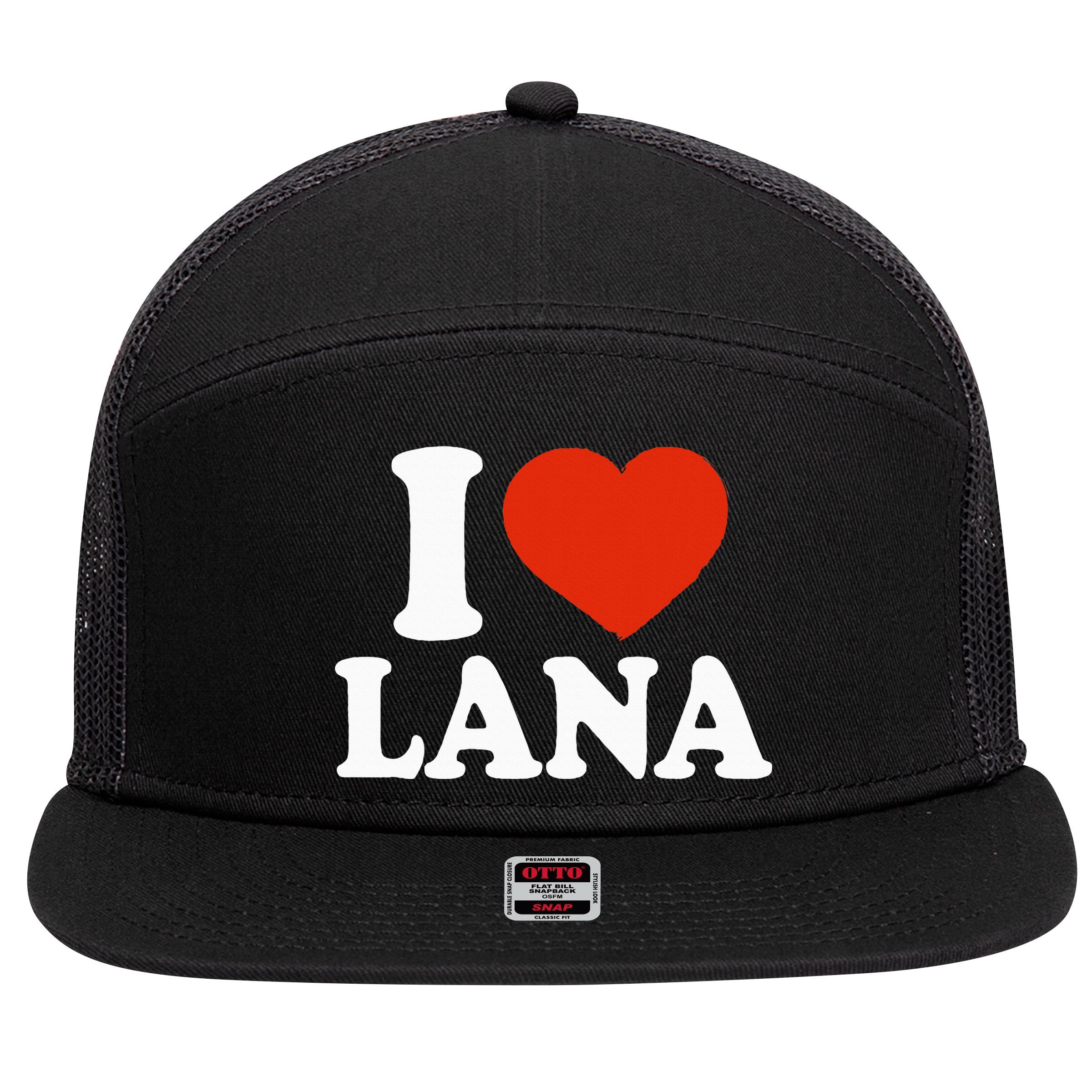 I Love Lana I Heart Lana Red Heart Valentine 7 Panel Mesh Trucker Snapback Hat
