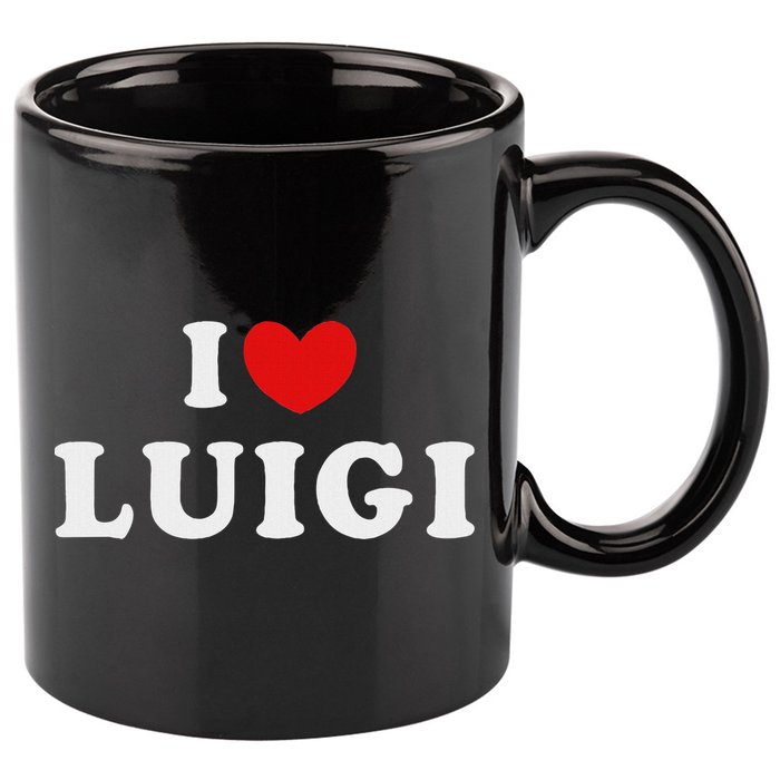 I Love Luigi, I Heart Luigi 11oz C Handle Ceramic Mug