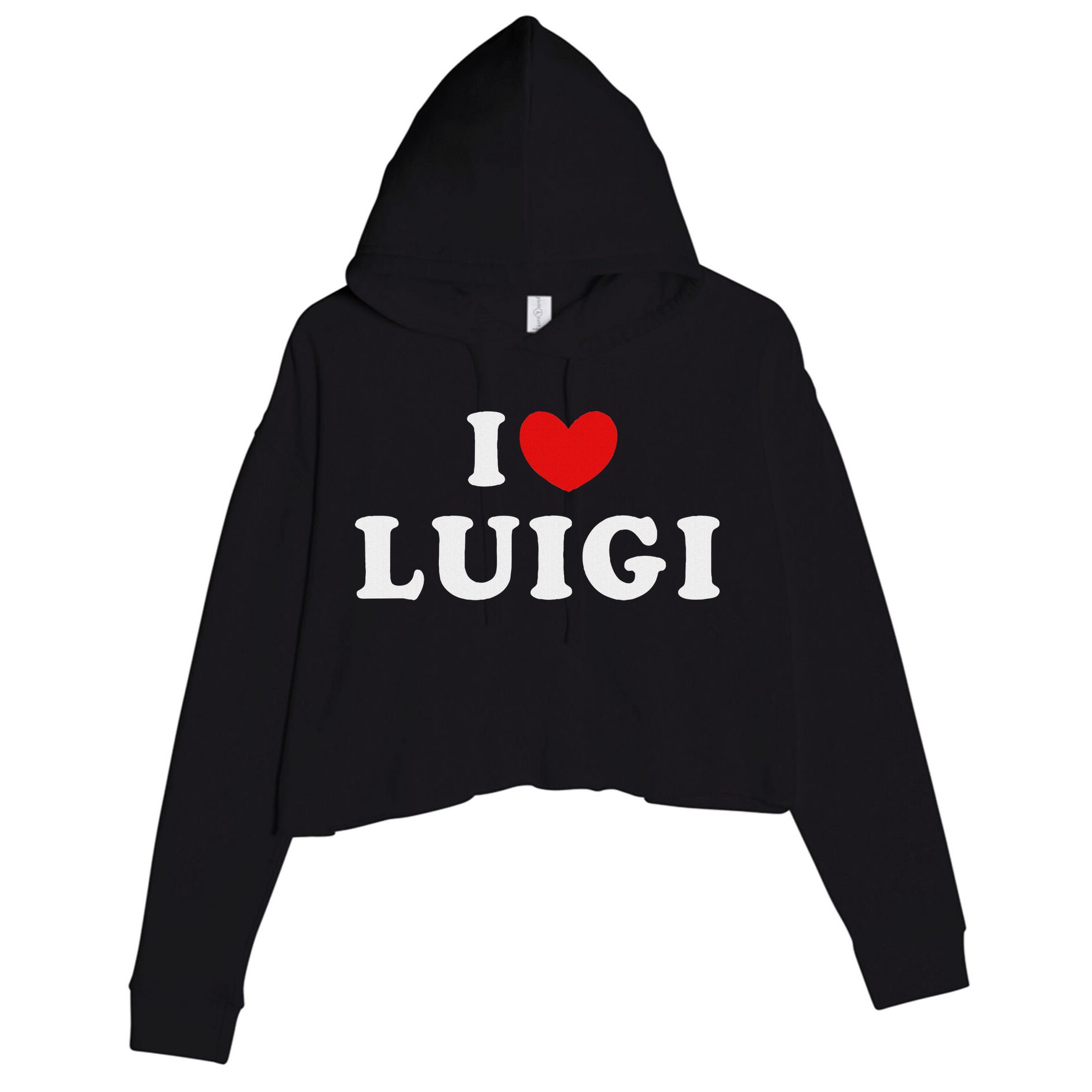 I Love Luigi, I Heart Luigi Crop Fleece Hoodie