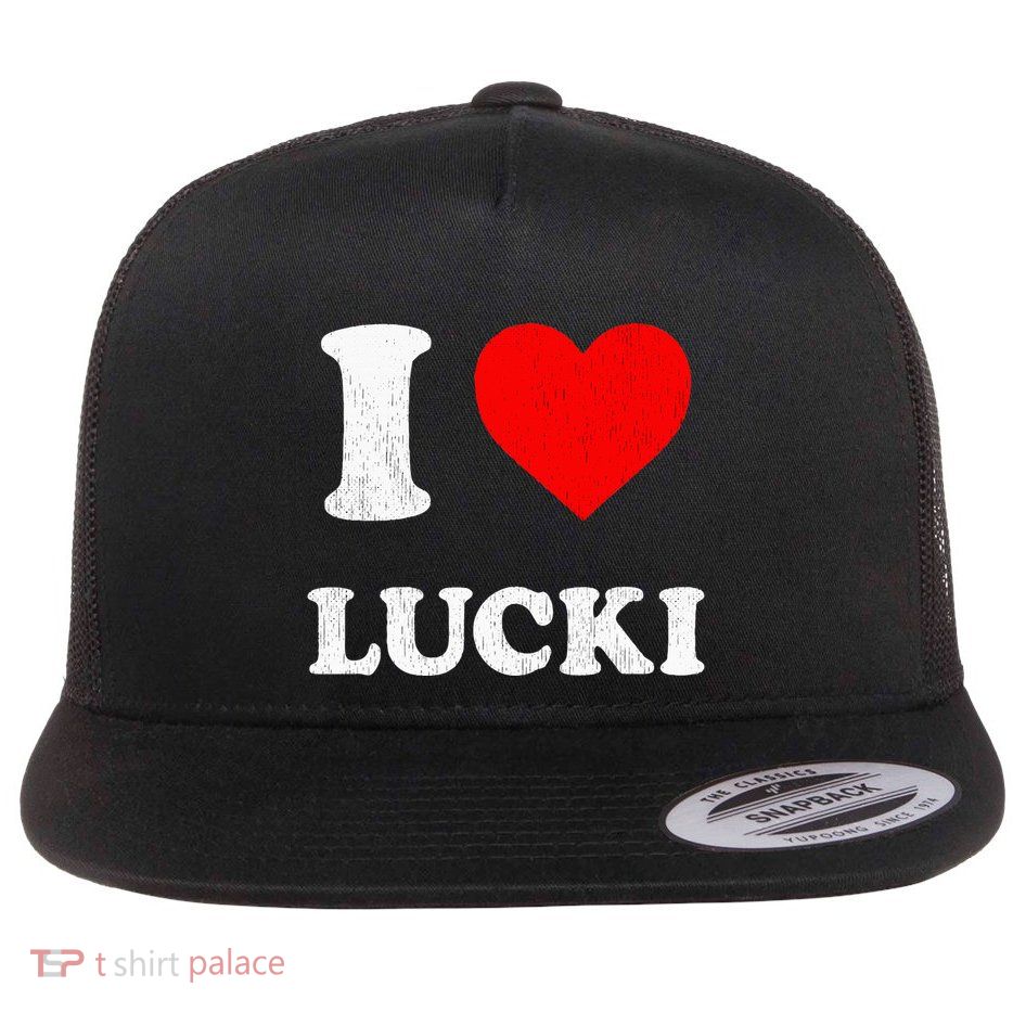 I Love Lucki funny sayings Flatbill Hat