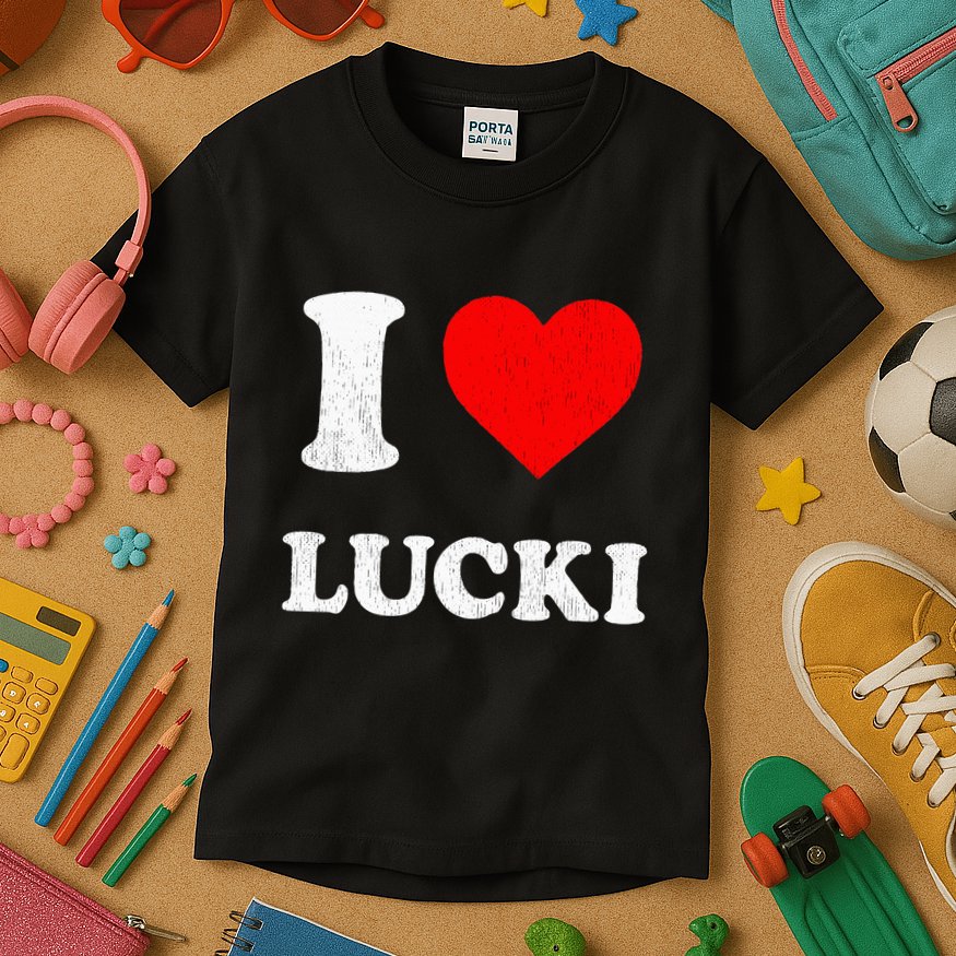 I Love Lucki funny sayings Kids T-Shirt