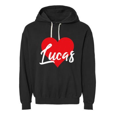 I Love Lucas First Name Garment-Dyed Fleece Hoodie