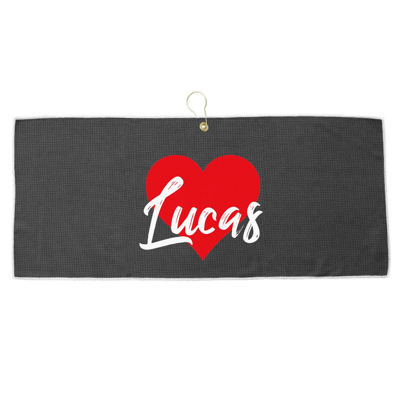 I Love Lucas First Name Large Microfiber Waffle Golf Towel