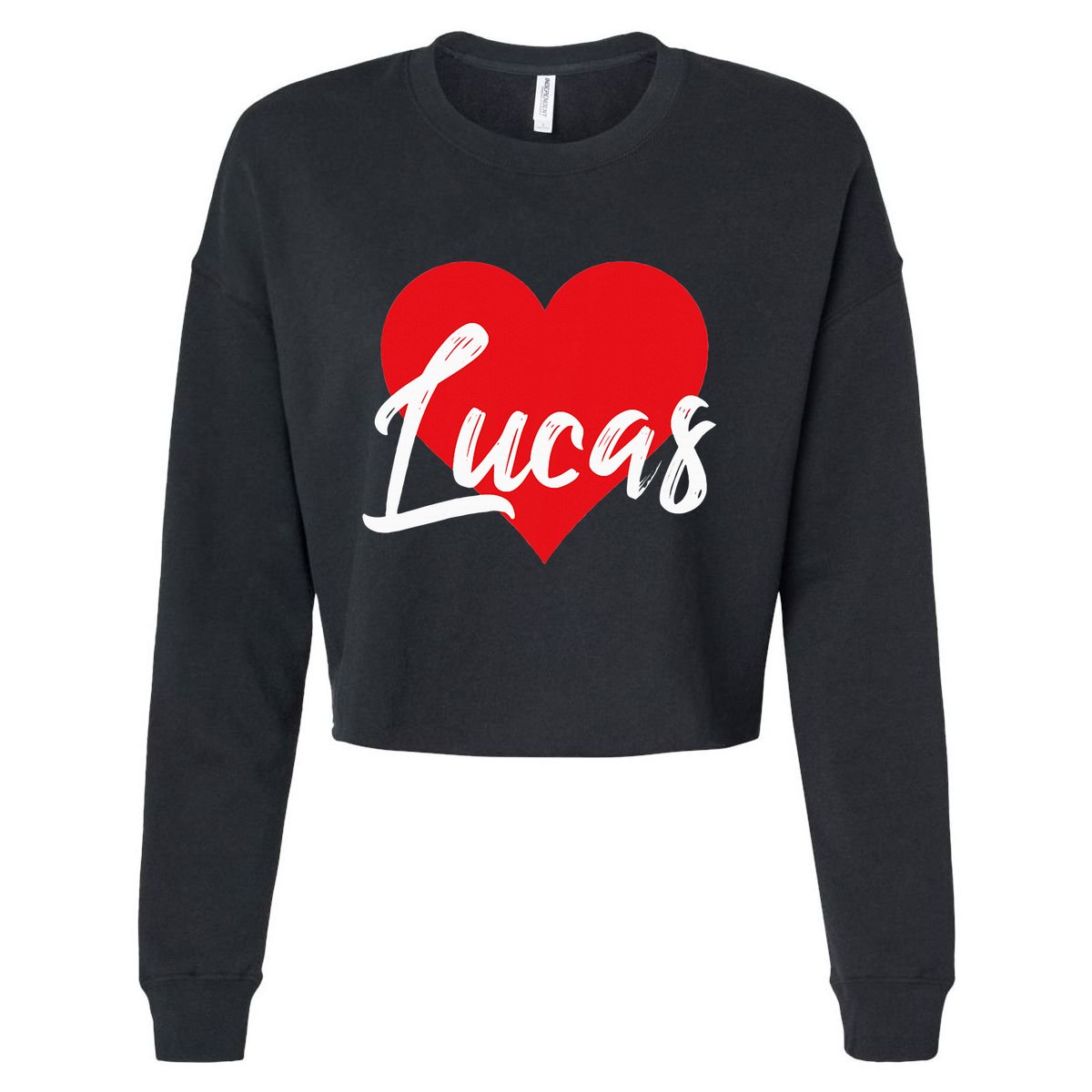 I Love Lucas First Name Cropped Pullover Crew