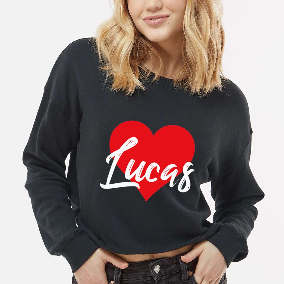I Love Lucas First Name Cropped Pullover Crew