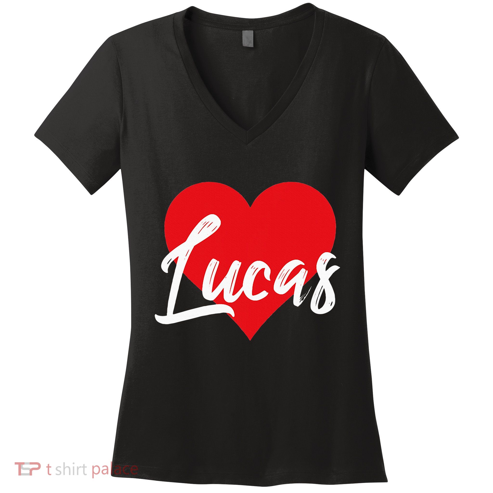 I Love Lucas First Name Women's V-Neck T-Shirt