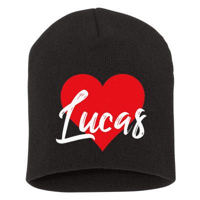 I Love Lucas First Name Short Acrylic Beanie