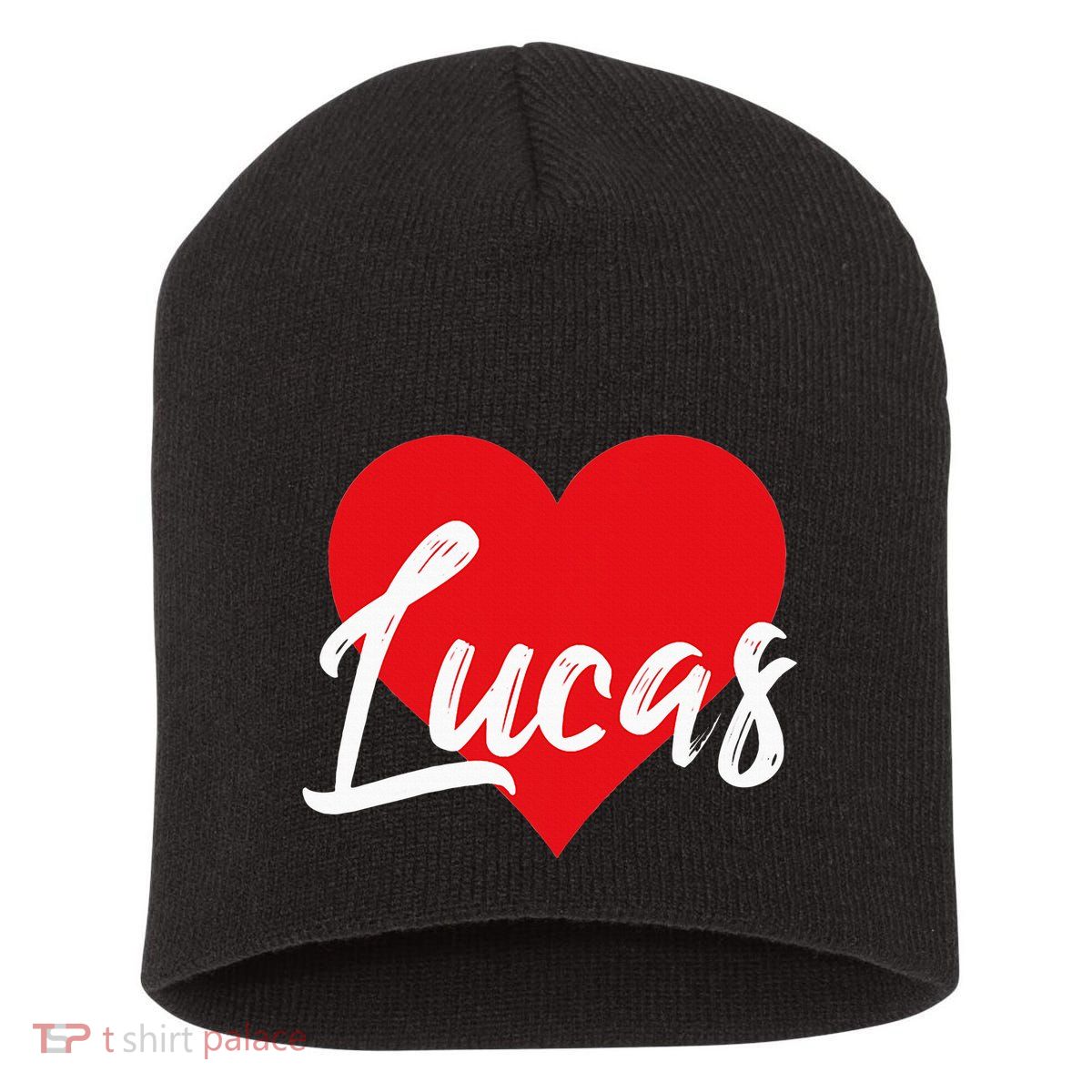 I Love Lucas First Name Short Acrylic Beanie