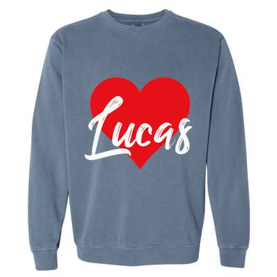 I Love Lucas First Name Garment-Dyed Sweatshirt