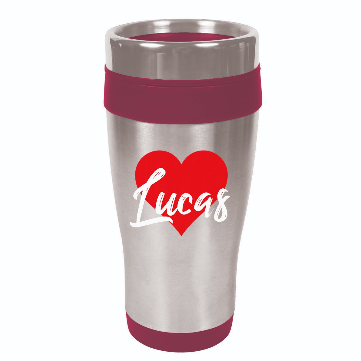 I Love Lucas First Name 16oz Travel Tumbler