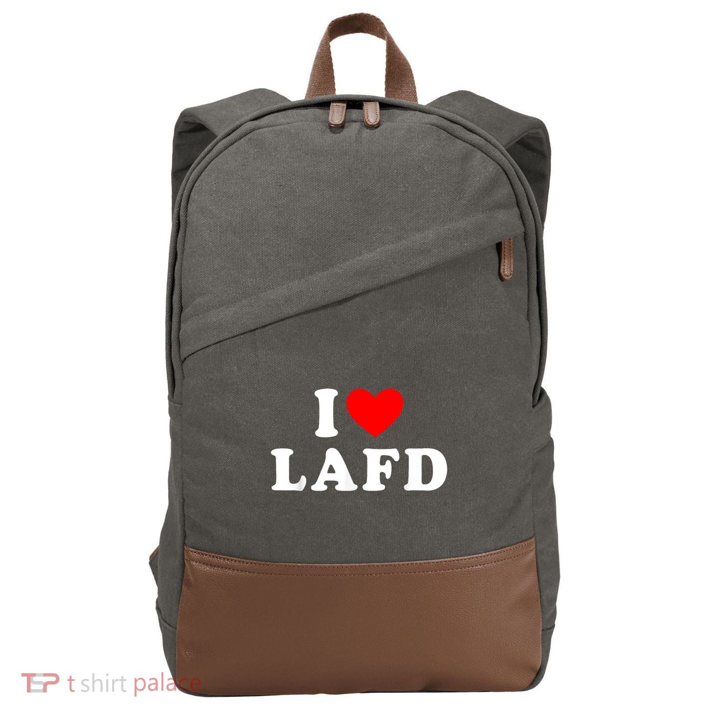 I Love Lafd Funny I Heart Lafd Cotton Canvas Backpack
