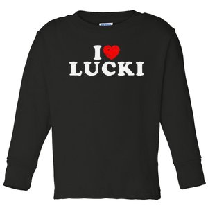 I Love Lucki I Heart Lucki Red Heart Toddler Long Sleeve Shirt