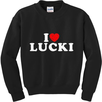 I Love Lucki I Heart Lucki Red Heart Kids Sweatshirt