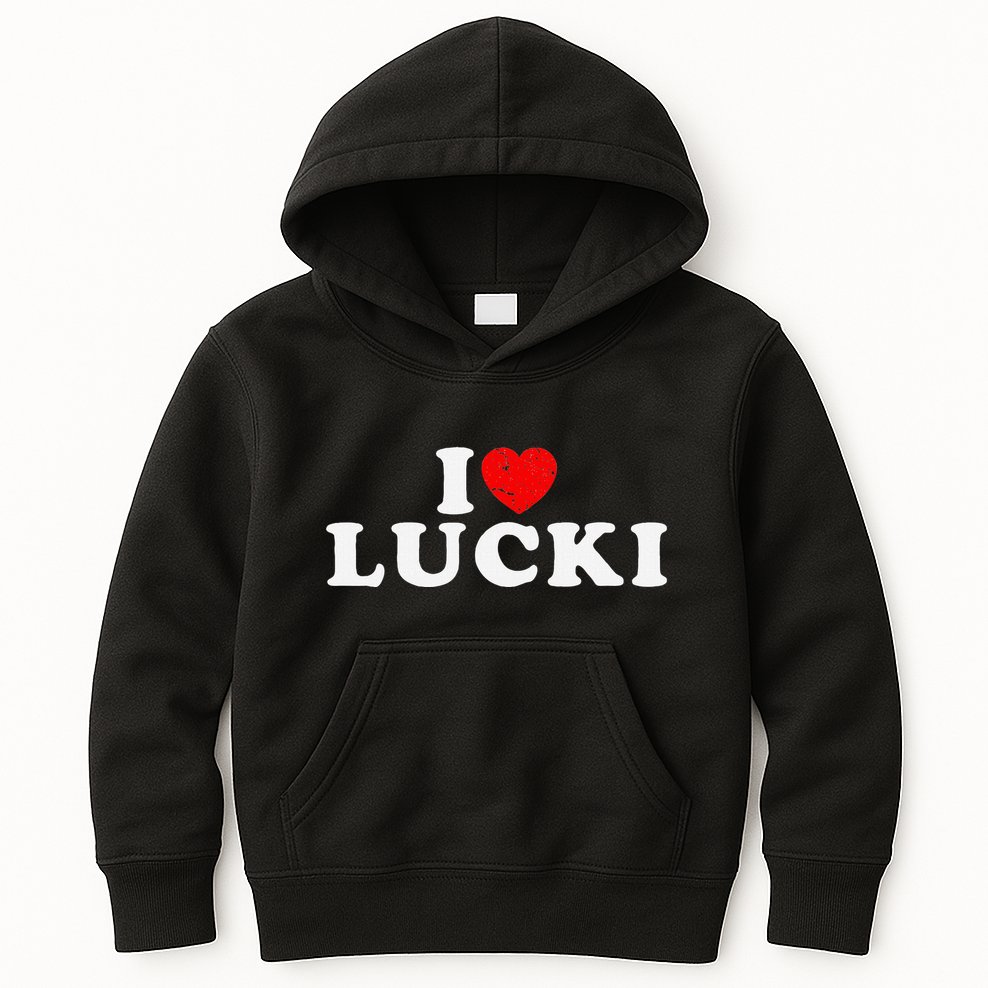 I Love Lucki I Heart Lucki Red Heart Kids Hoodie
