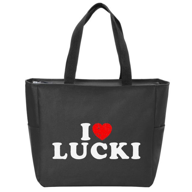 I Love Lucki I Heart Lucki Red Heart Zip Tote Bag