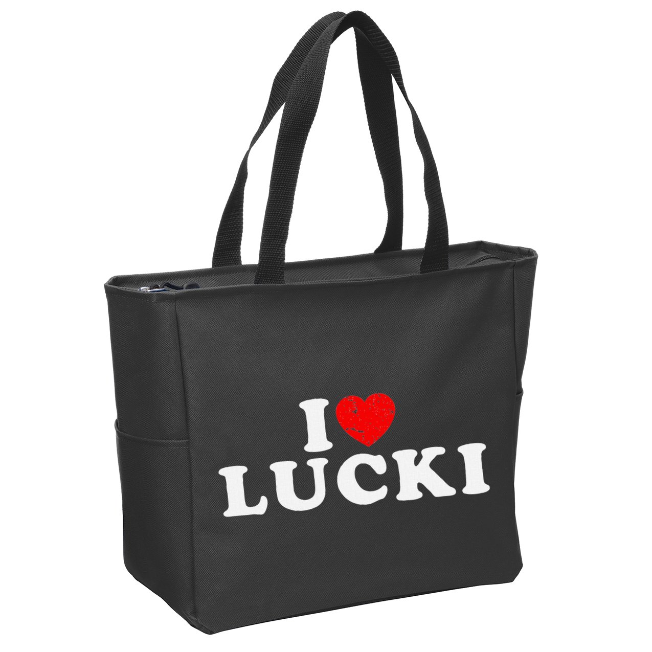 I Love Lucki I Heart Lucki Red Heart Zip Tote Bag