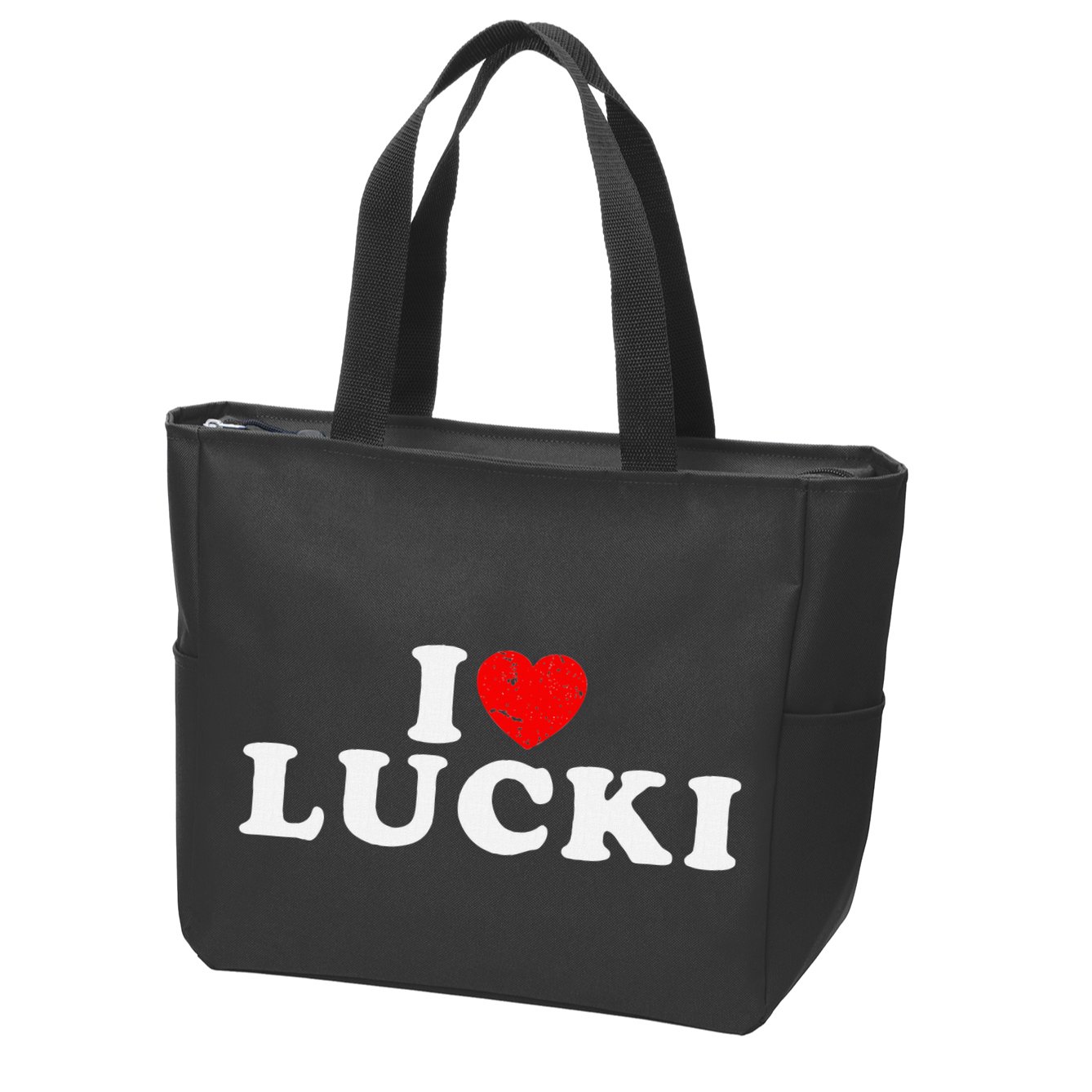 I Love Lucki I Heart Lucki Red Heart Zip Tote Bag