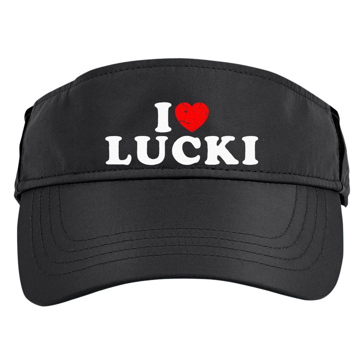 I Love Lucki I Heart Lucki Red Heart Adult Drive Performance Visor