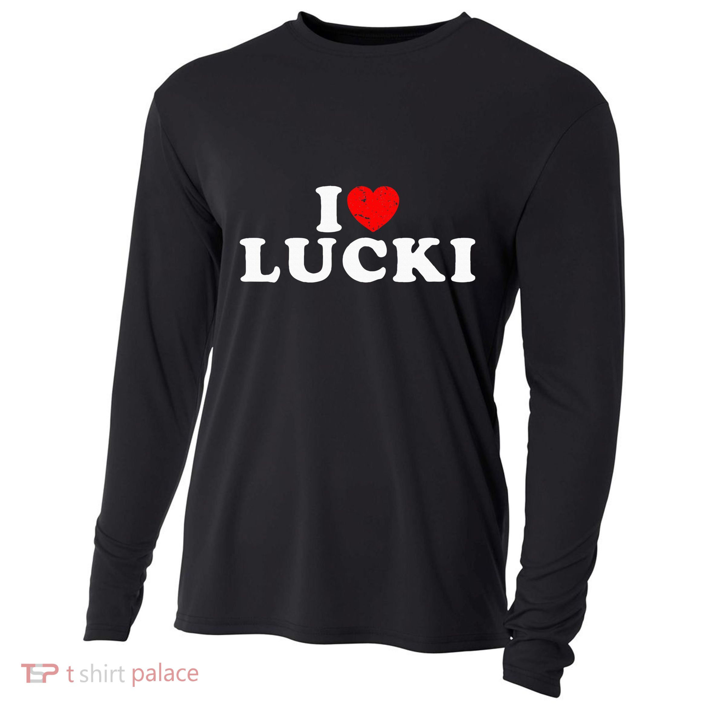 I Love Lucki I Heart Lucki Red Heart Cooling Performance Long Sleeve Crew