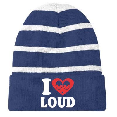 I Love Loud Striped Beanie with Solid Band