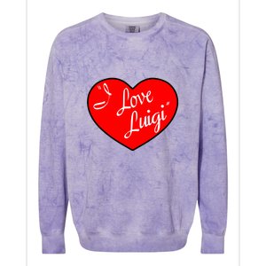 I Love Luigi Mangione Lucy Red Heart Colorblast Crewneck Sweatshirt