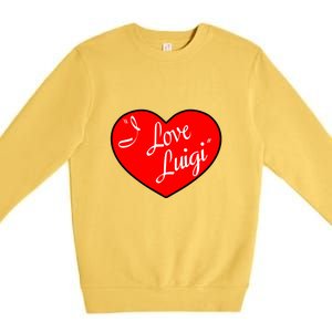 I Love Luigi Mangione Lucy Red Heart Premium Crewneck Sweatshirt