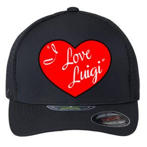 I Love Luigi Mangione Lucy Red Heart Flexfit Unipanel Trucker Cap