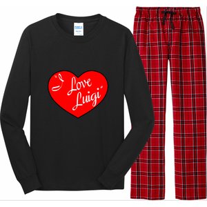 I Love Luigi Mangione Lucy Red Heart Long Sleeve Pajama Set