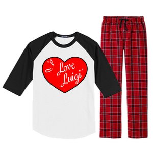 I Love Luigi Mangione Lucy Red Heart Raglan Sleeve Pajama Set