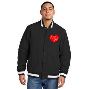 I Love Luigi Mangione Lucy Red Heart Insulated Varsity Jacket