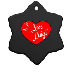 I Love Luigi Mangione Lucy Red Heart Ceramic Star Ornament