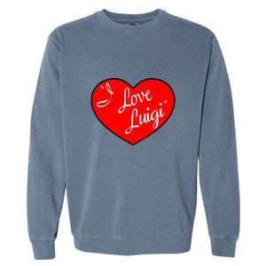 I Love Luigi Mangione Lucy Red Heart Garment-Dyed Sweatshirt